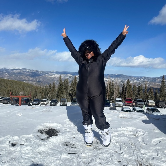 ASOS Plus Size Black Snowsuit w/ Fur Hood - Picture 1 of 5